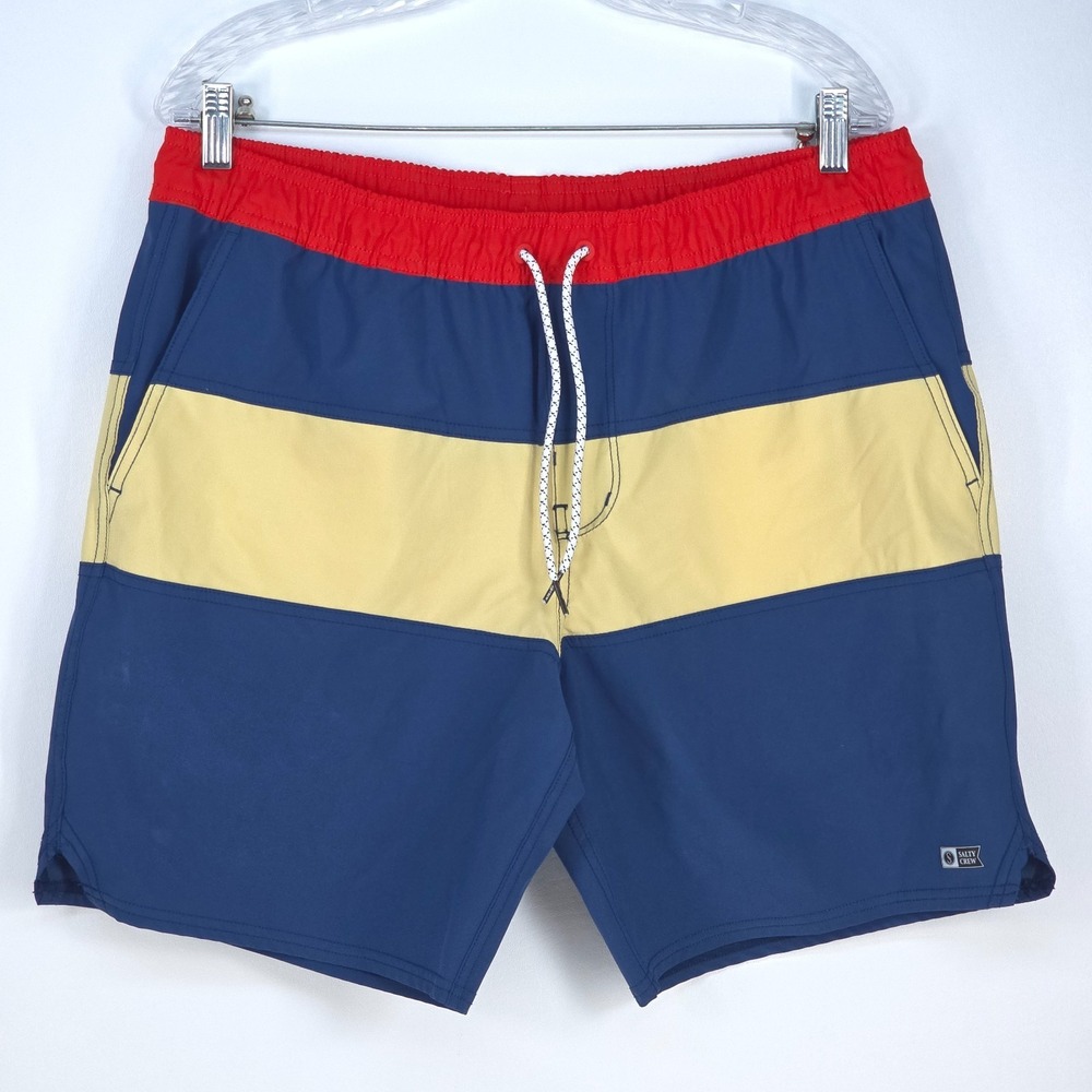 Salty Crew Island Days 18" Boardshorts Men Large Swim Trunks Stripe Beach Shorts